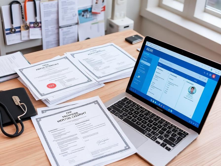 DrCare MSO credentialing specialist reviewing provider documents for payer enrollment