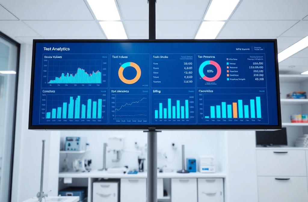 Laboratory billing analytics dashboard showing CPT code performance and denial trends