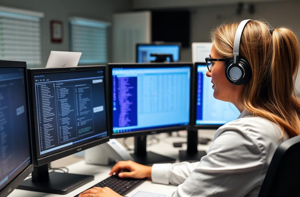 Medical coding specialist reviewing CPT and ICD-10 codes for physician billing accuracy